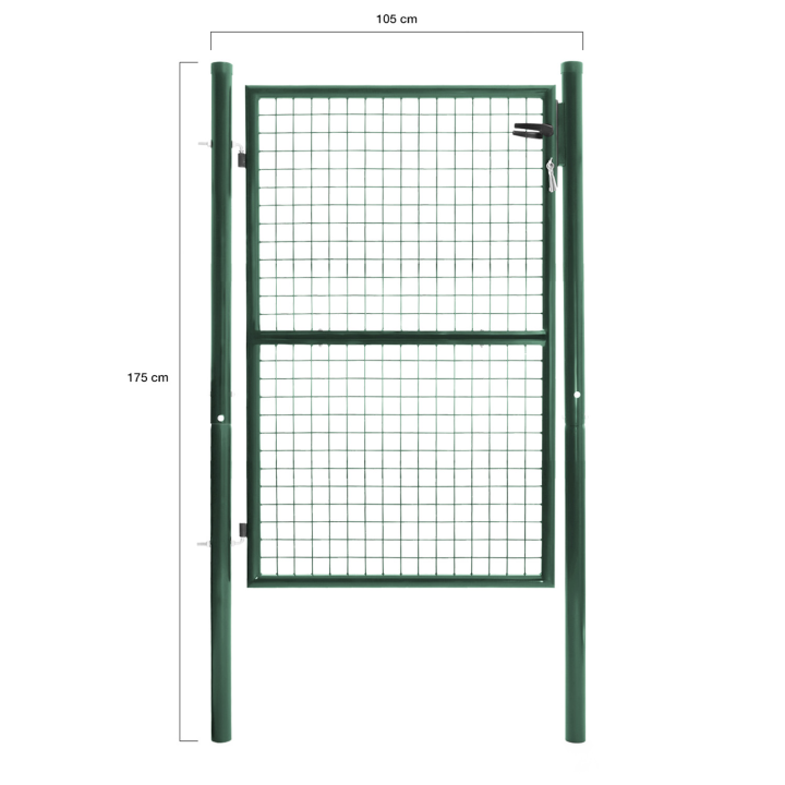 Verja de jardín de acero verde 105x125 cm con cerradura y asa | ID Market