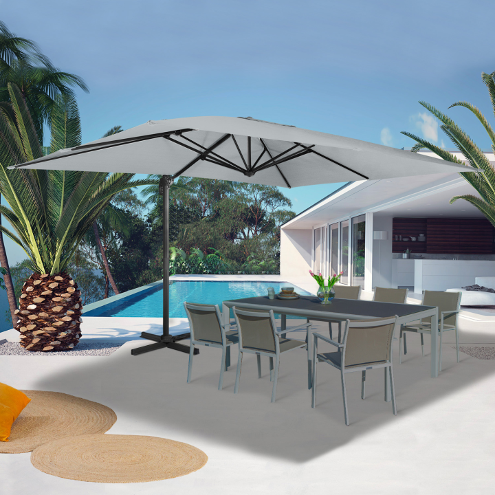 Parasol giratorio 360° 3x4 m gris claro - CALVI | ID Market