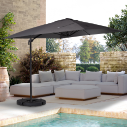 Parasol giratorio 3x3 m 360 gris - CALVI | ID Market