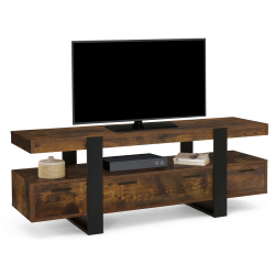 Meuble TV 140 cm PHOENIX avec tiroirs bois effet vieilli et noir