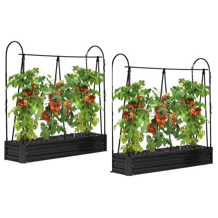 Duo serres à tomates en métal modulables spéciales croissance kit complet bâche + support