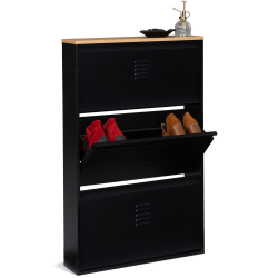 Mueble zapatero de metal negro de 3 puertas - ESTER | ID Market