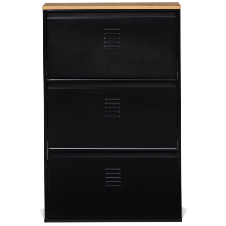 Mueble zapatero de metal negro de 3 puertas - ESTER | ID Market