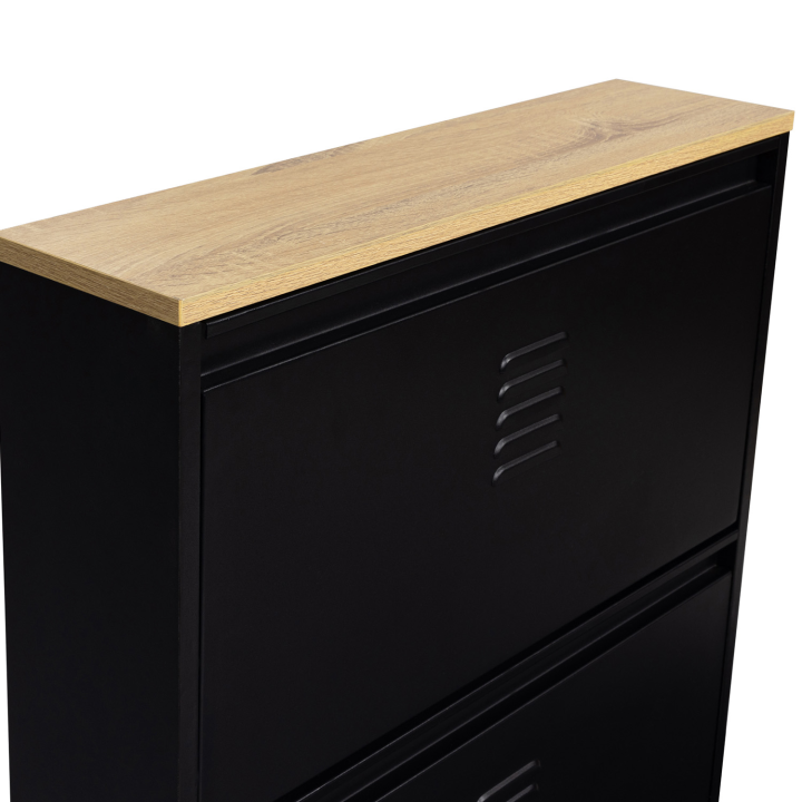 Mueble zapatero de metal negro de 3 puertas - ESTER | ID Market