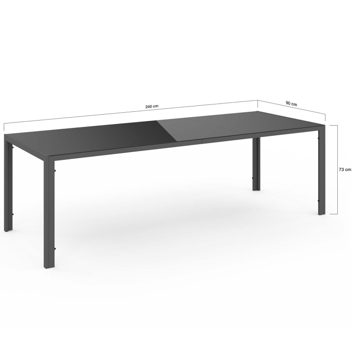 Salon de jardin MADRID table 240 CM et 10 chaises empilables gris anthracite