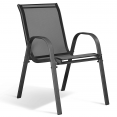 Salon de jardin MADRID table 240 CM et 10 chaises empilables gris anthracite