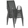 Salon de jardin MADRID table 240 CM et 10 chaises empilables gris anthracite