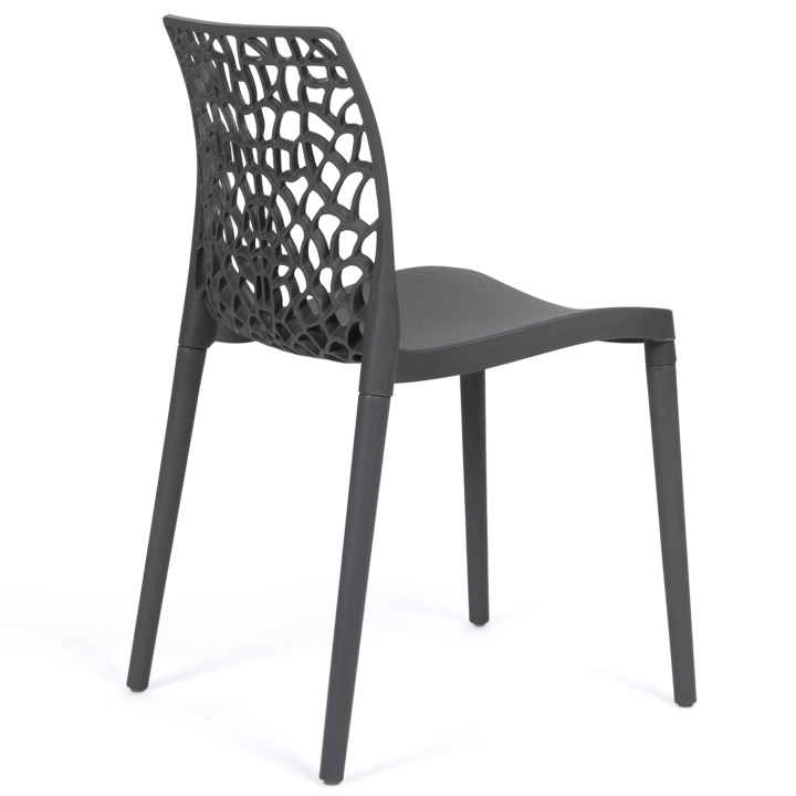 Lot de 6 chaises de jardin ALYSSA en polypropylène nid d’abeille gris anthracite