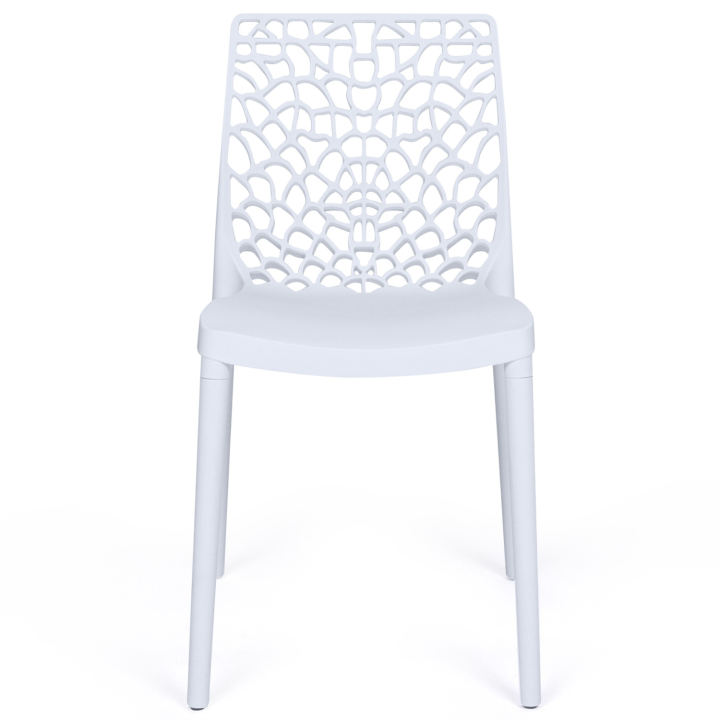 Lot de 6 chaises de jardin ALYSSA en polypropylène nid d’abeille blanc