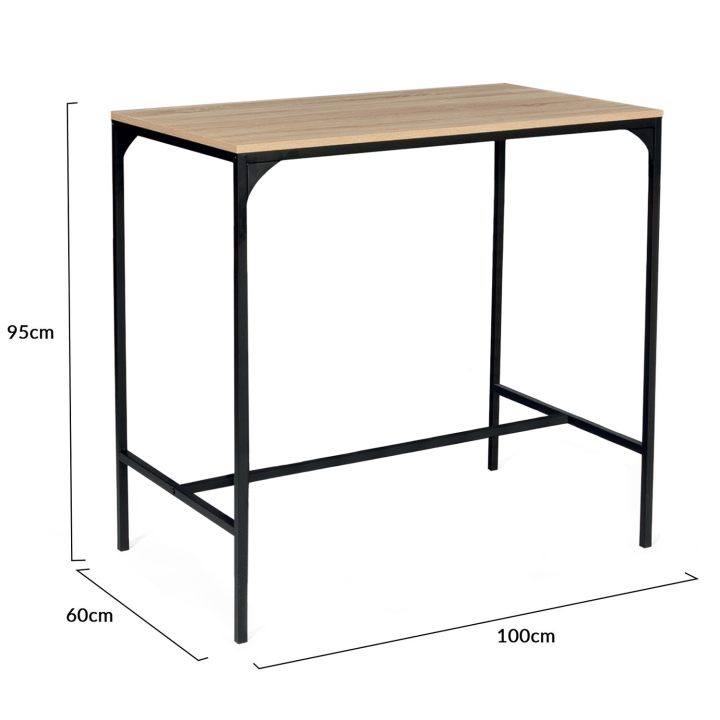 Ensemble table haute de bar DETROIT 100 cm et 4 tabourets design industriel