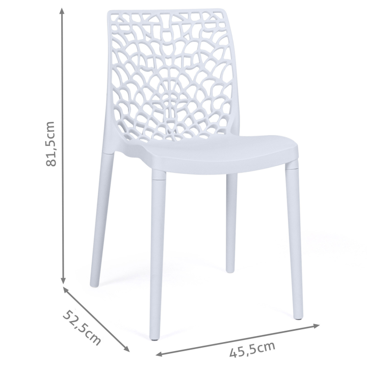 Lot de 6 chaises de jardin ALYSSA en polypropylène nid d’abeille blanc