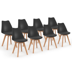 Lot de 8 chaises scandinaves SARA noires pour salle à manger