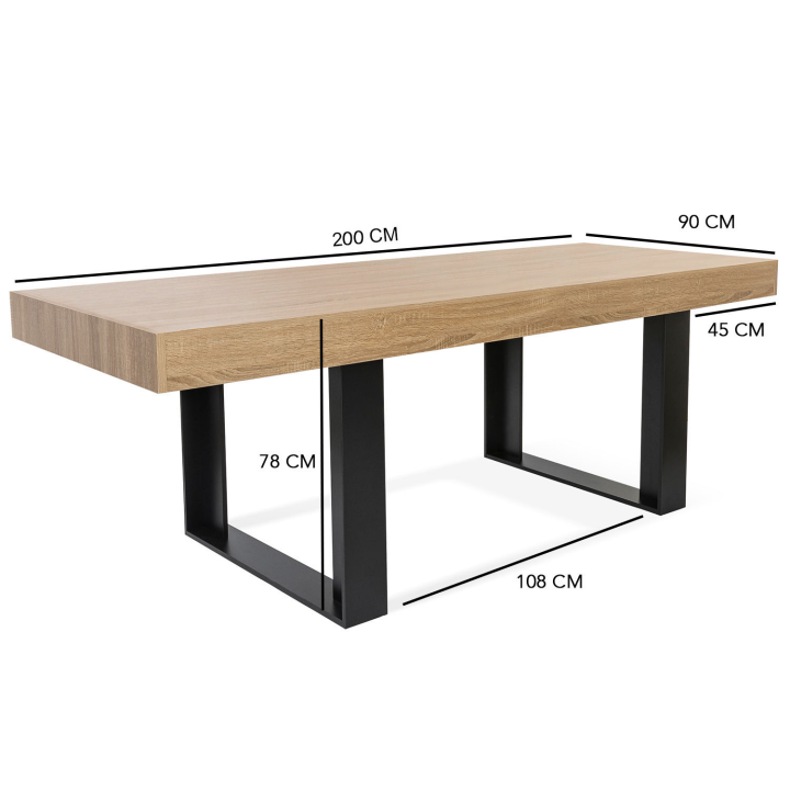 Table à manger rectangle PHOENIX 10 personnes bois et noir 200 cm