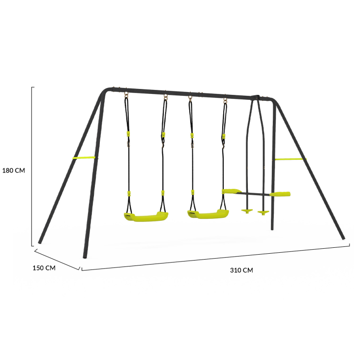 Balançoire 3 agrès portique 2 balançoires et 1 face à face
