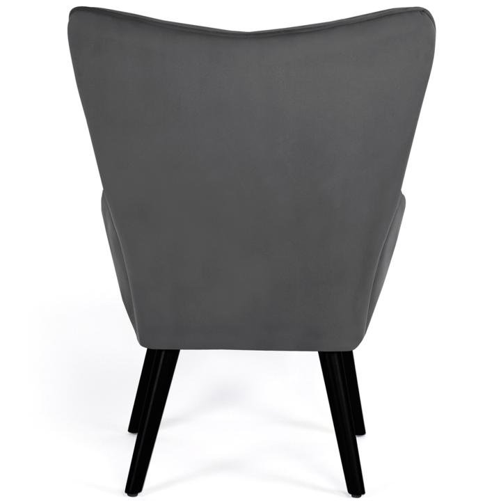 Fauteuil scandinave ANIA avec repose pieds velours gris anthracite