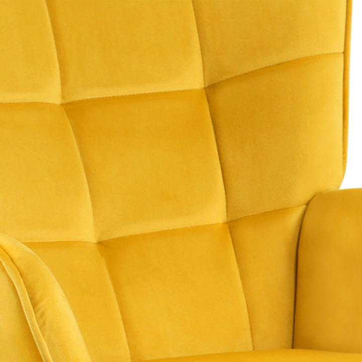 Sillón escandinavo de terciopelo amarillo con reposapiés - ANIA | ID Market