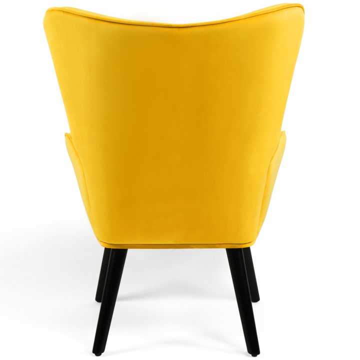 Sillón escandinavo de terciopelo amarillo con reposapiés - ANIA | ID Market