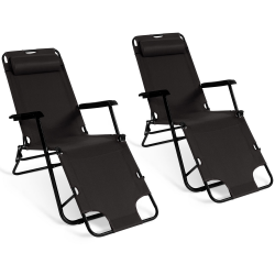 Lot de 2 chaises longues inclinables ZEN noires