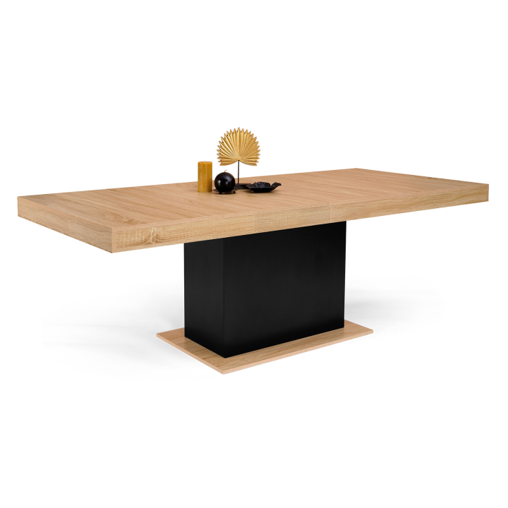 Mesa de comedor extensible de madera y negro para 10-12 personas - EDEN | ID Market