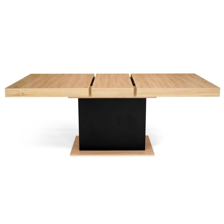 Mesa de comedor extensible de madera y negro para 10-12 personas - EDEN | ID Market