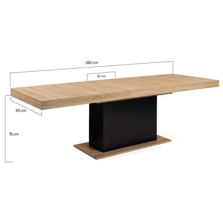 Mesa de comedor extensible de madera y negro para 10-12 personas - EDEN | ID Market