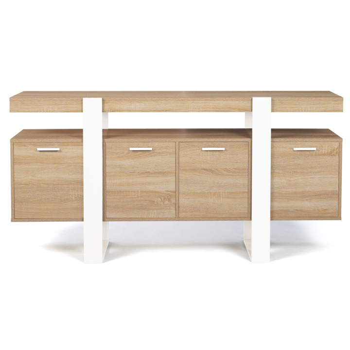 Buffet 160 cm PHOENIX XXL 4 portes bois et blanc