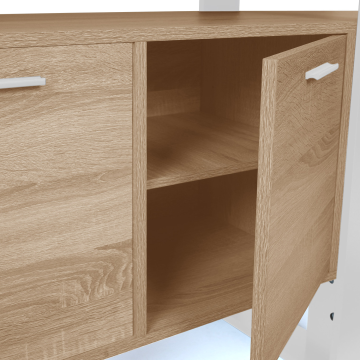 Buffet 160 cm PHOENIX XXL 4 portes bois et blanc