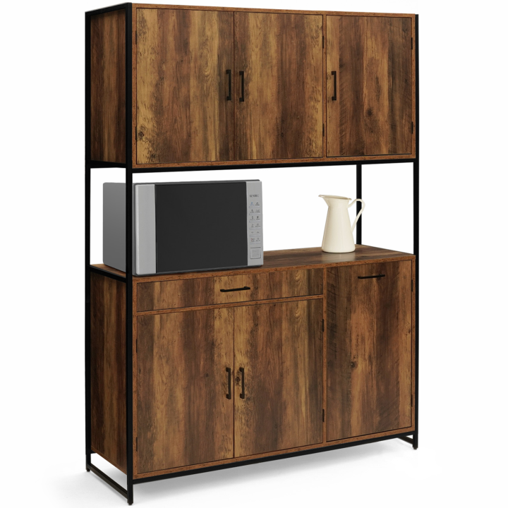 Buffet de cuisine 120 CM HAWKINS meuble 6 portes design industriel + tiroir