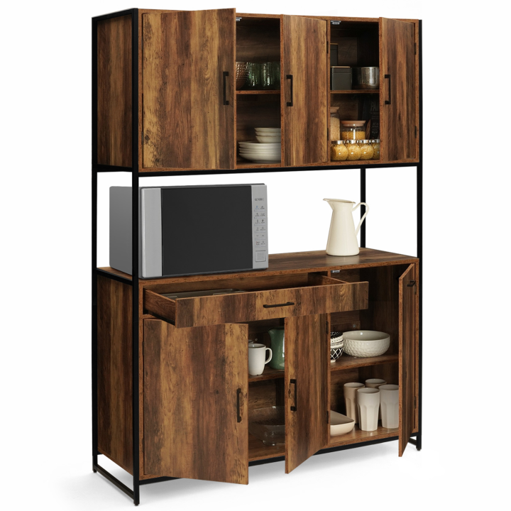 Buffet de cuisine 120 CM HAWKINS meuble 6 portes design industriel + tiroir