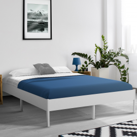 Cadre de lit double YAKUTA avec sommier 140x190cm blanc