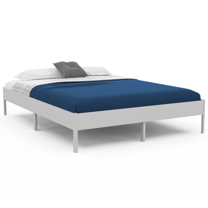 Cama doble blanca con somier 140x190cm - YAKUTA | ID Market