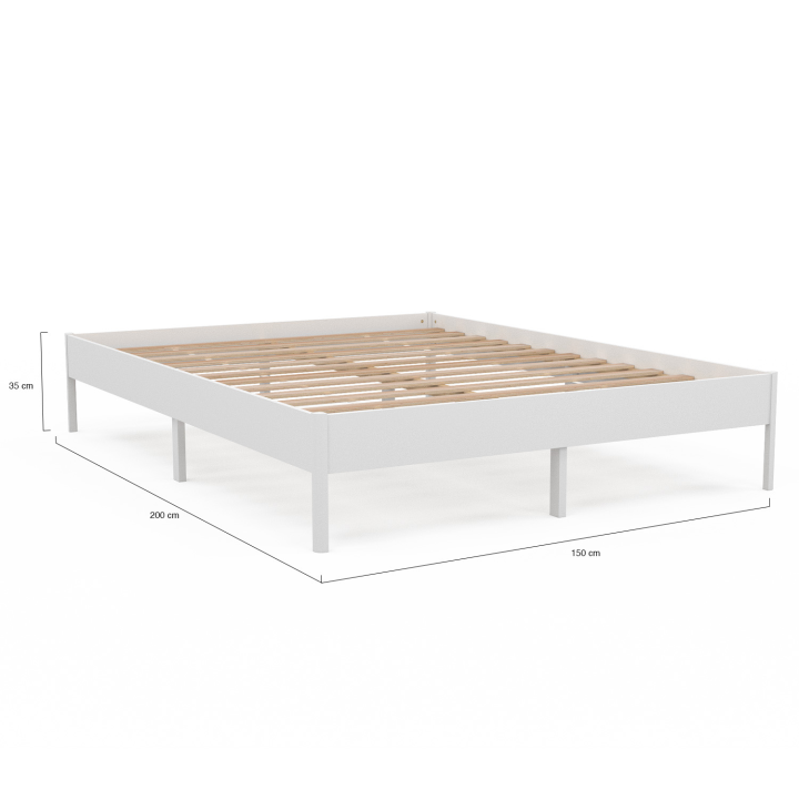 Cadre de lit double YAKUTA avec sommier 140x190cm blanc