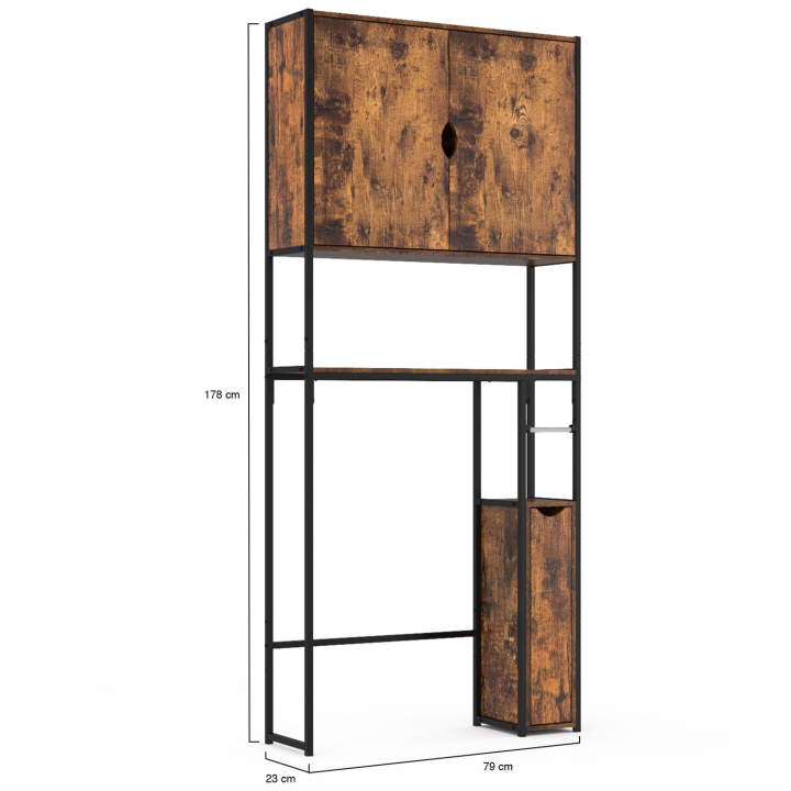 Meuble dessus WC 3 en 1 avec armoires de rangement DAYTON design industriel