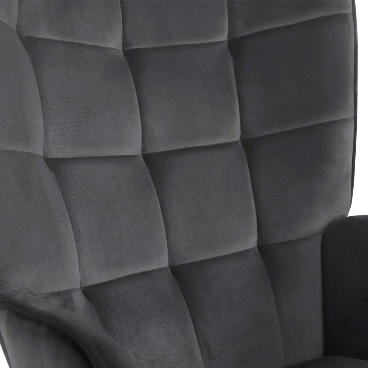 Sillón escandinavo de terciopelo gris antracita con reposapiés - ANIA | ID Market