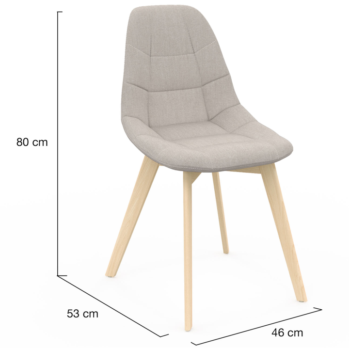 Lot de 6 chaises scandinaves GABY beige en tissu pour salle à manger