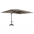 Parasol déporté inclinable rotatif 360 CALVI taupe 3x4 M avec housse