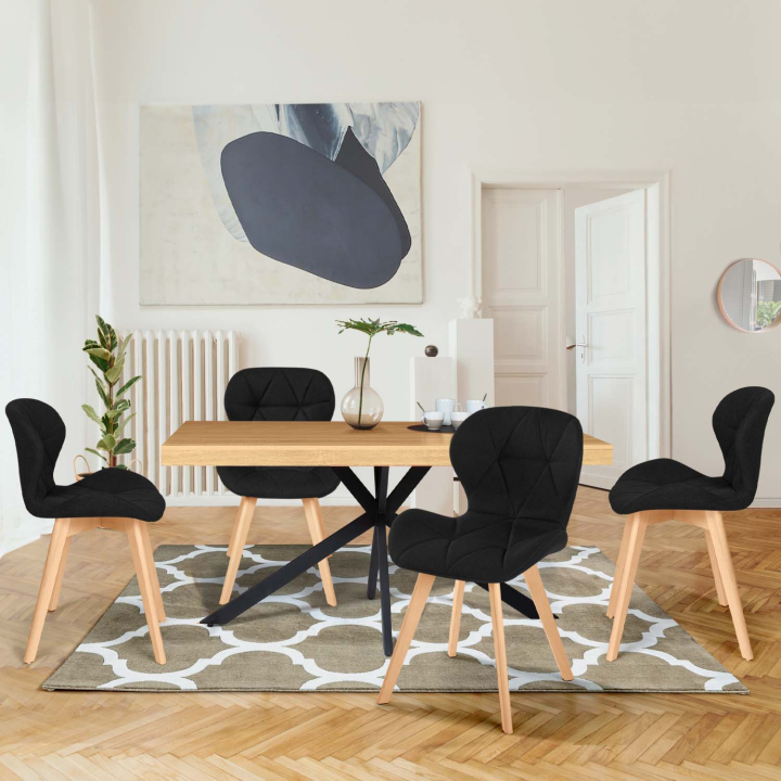 Lot de 4 chaises ROBINE noires pour salle à manger