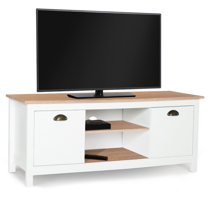 Meuble TV 113 cm vintage ISIS bois et blanc