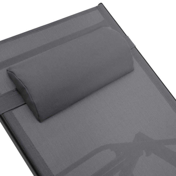 Lot de 2 transats de jardin inclinables en aluminium SINTRA gris anthracite et noir avec roulettes et coussin