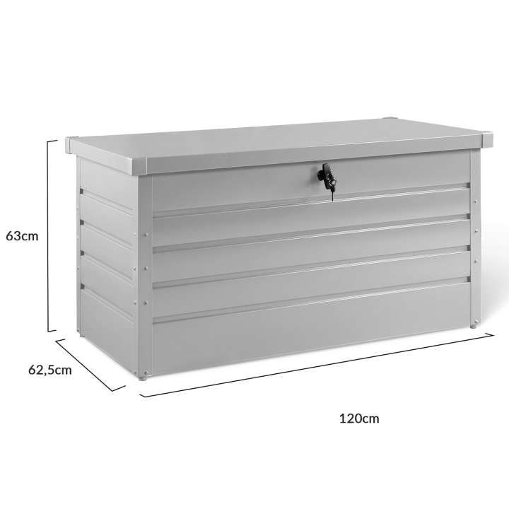 Caja de almacenaje exterior impermeable 350L metal gris claro | ID Market