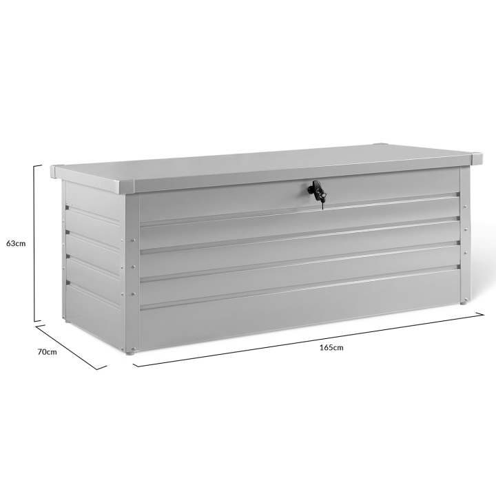 Caja de almacenamiento impermeable al aire libre 600L gris claro metal | ID Market