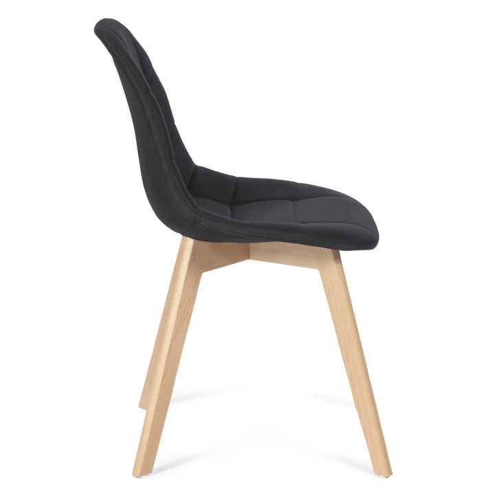 Lot de 4 chaises scandinaves GABY noires en tissu pour salle à manger