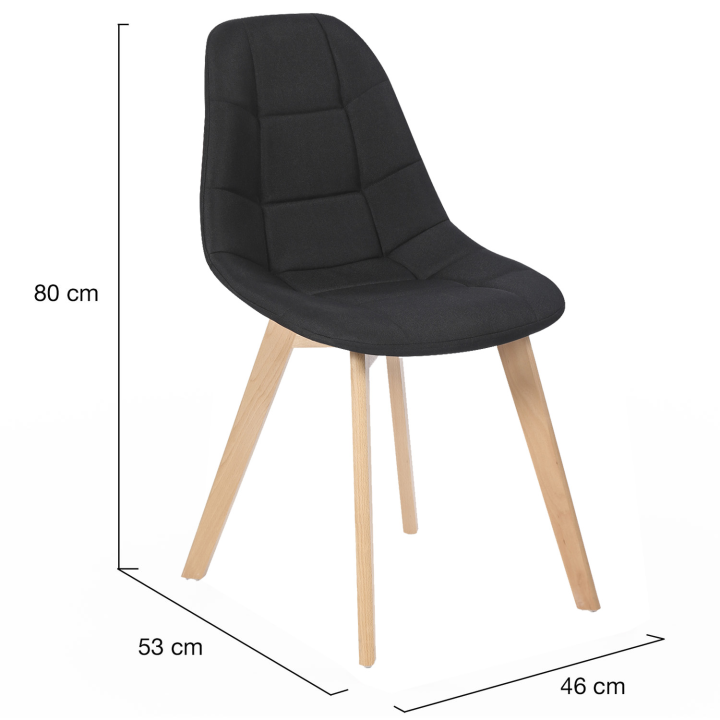 Lot de 4 chaises scandinaves GABY noires en tissu pour salle à manger