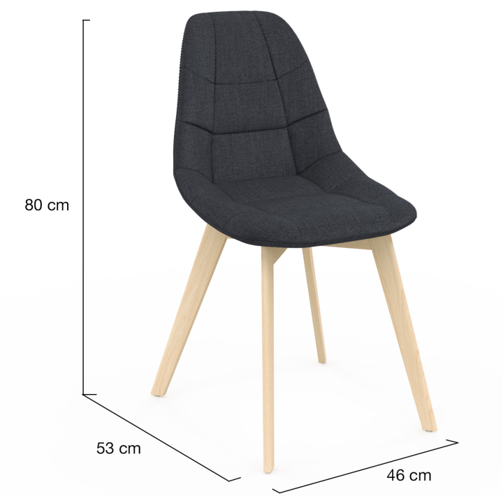 Lot de 4 chaises scandinaves GABY grises en tissu pour salle à manger