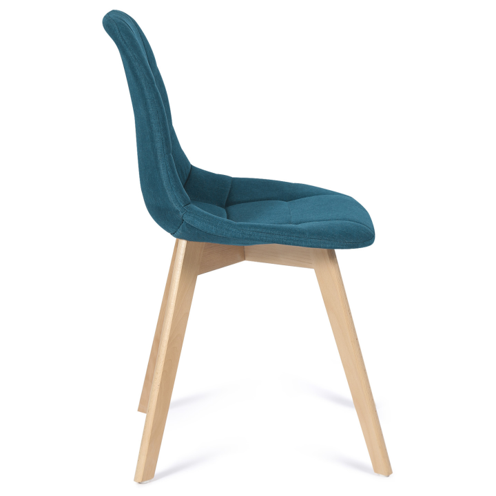 Lot de 4 chaises scandinaves GABY bleues en tissu pour salle à manger