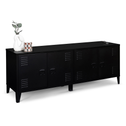 Buffet bas 140 cm ESTER 4 portes métal noir design industriel