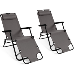 Lot de 2 chaises longues inclinables ZEN gris anthracite