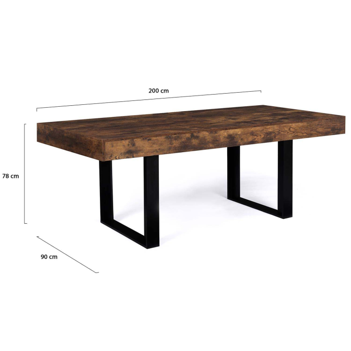 Mesa de comedor para 10 personas 225 cm en madera envejecida y negro - PHOENIX | ID Market