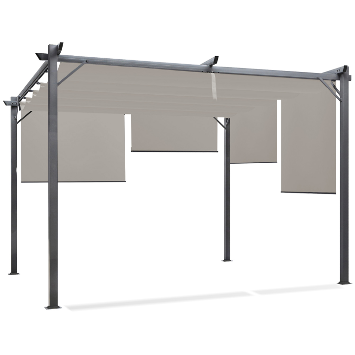 Pergola édition spéciale toit rétractable 3x4 M et 4 stores taupe