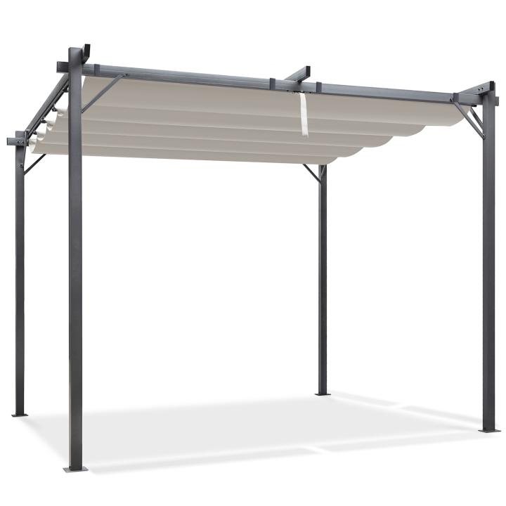 Pergola édition spéciale toit rétractable 3x4 M et 4 stores taupe